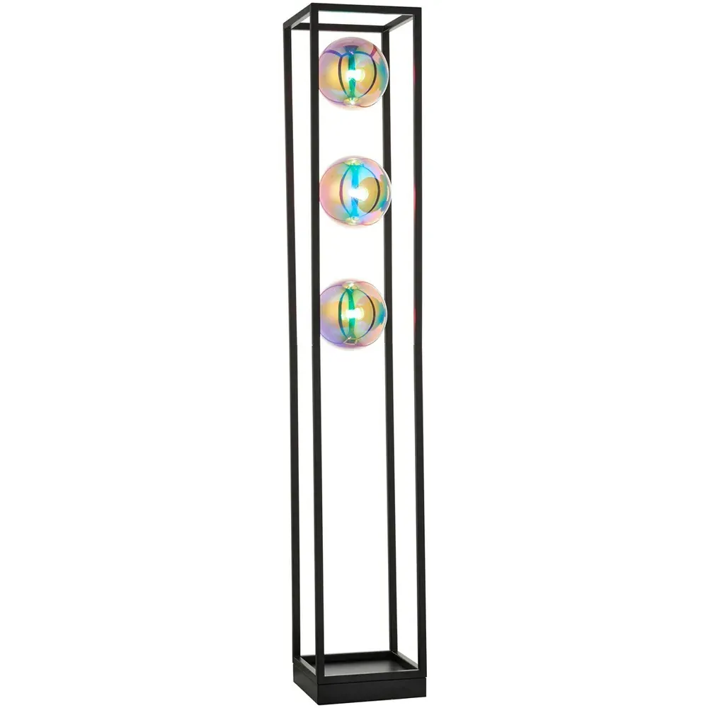 Bologna 3 Light Iridescent Glass Floor Lamp - Black