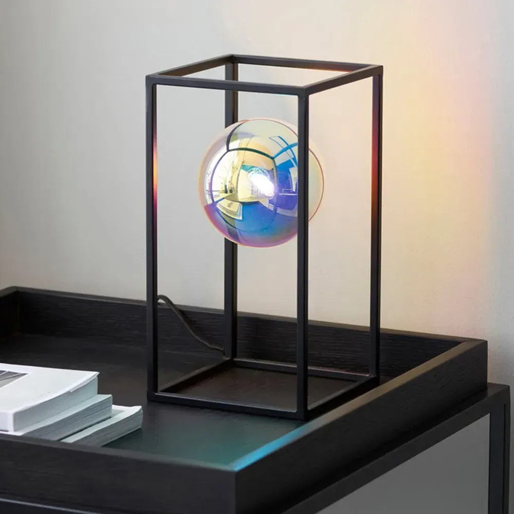 Bologna Iridescent Glass Table Lamp - Black