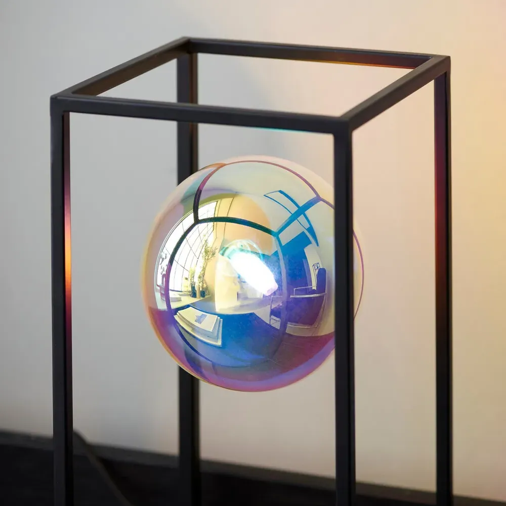 Bologna Iridescent Glass Table Lamp - Black
