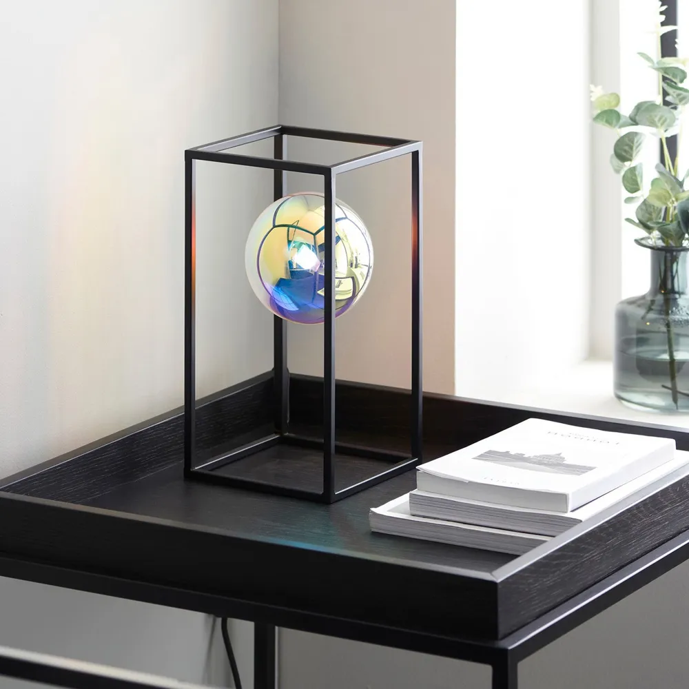 Bologna Iridescent Glass Table Lamp - Black