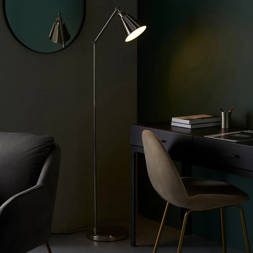 Brescia Pendant Floor Lamp - Grey, Bright Nickel