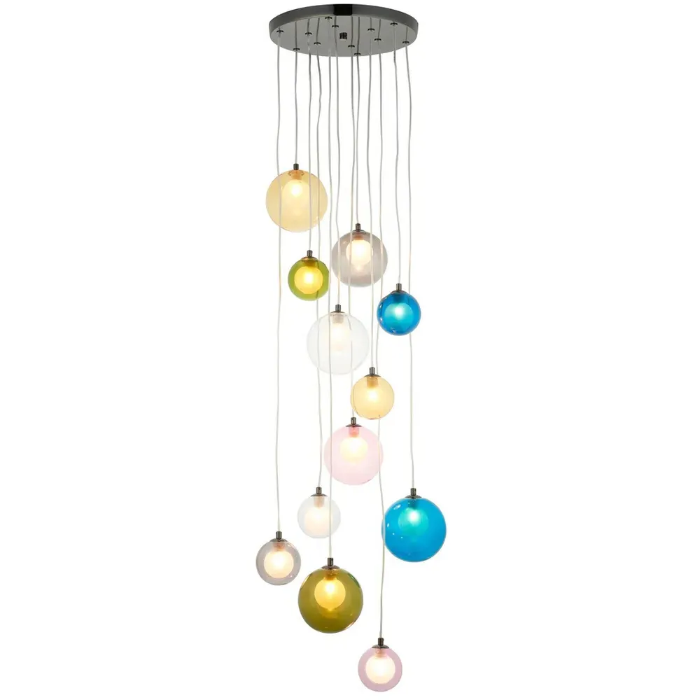 Cagliari 12 Light Pendant Ceiling Lamp - Multi Coloured, Glass