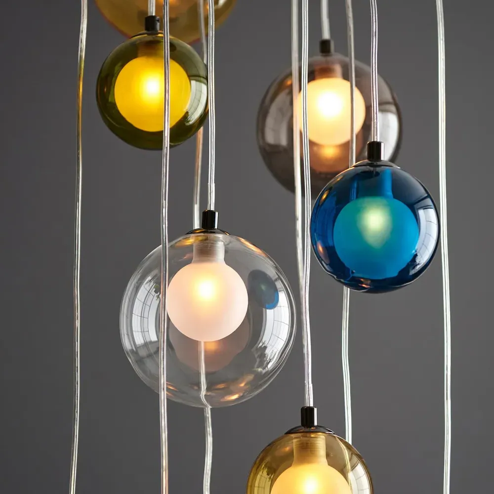 Cagliari 12 Light Pendant Ceiling Lamp - Multi Coloured, Glass