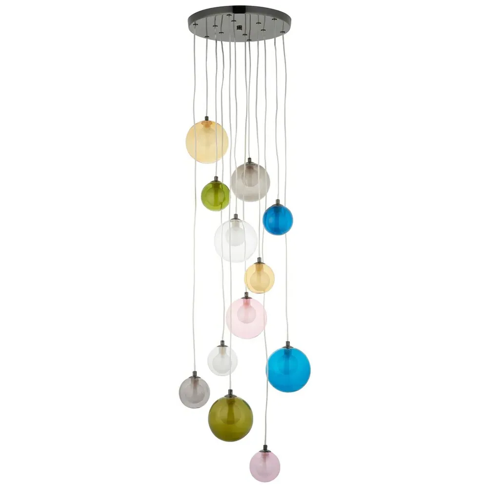 Cagliari 12 Light Pendant Ceiling Lamp - Multi Coloured, Glass image