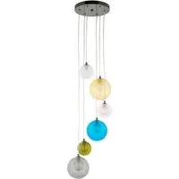 Cagliari Multicoloured Glass Pendant Light - Black, Chrome