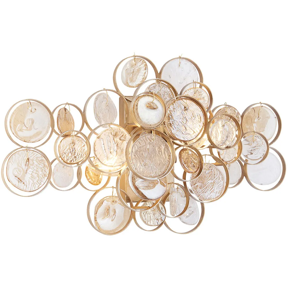 Carbonia 2 Light Wall Lamp - Gold, Glass