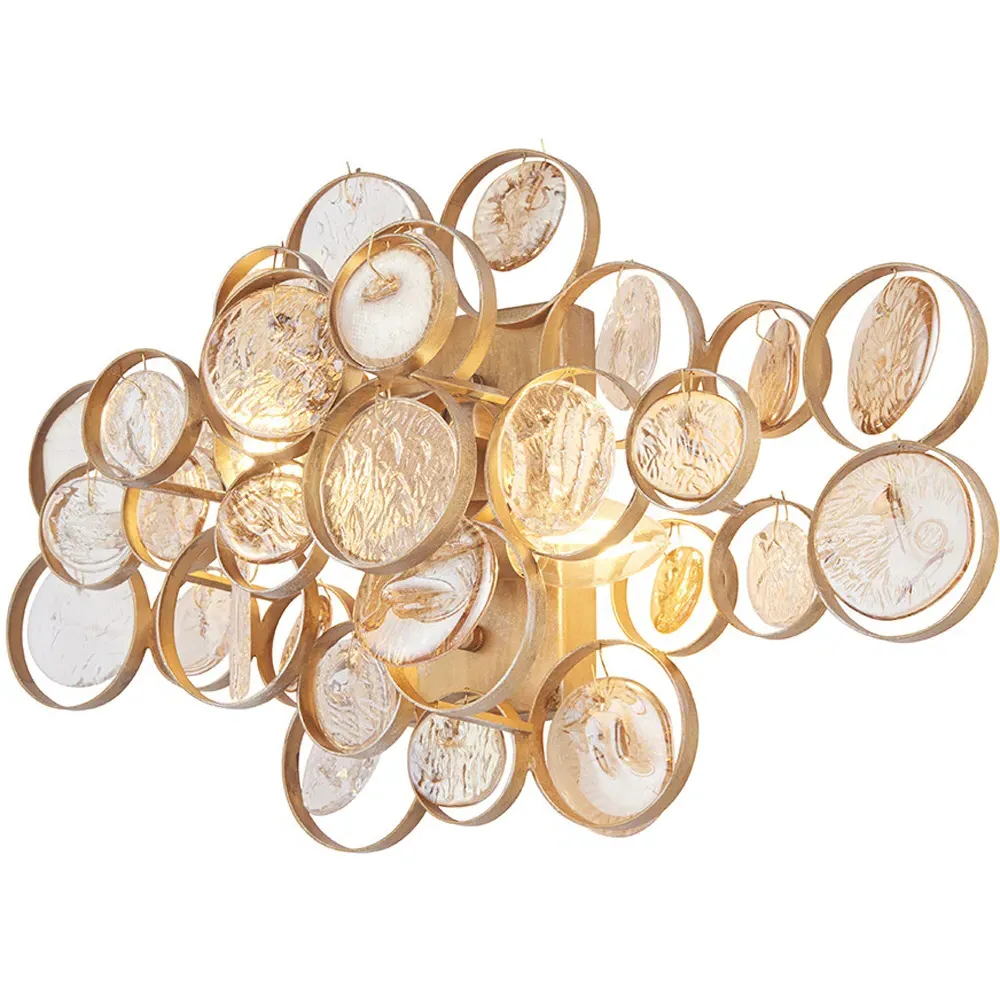 Carbonia 2 Light Wall Lamp - Gold, Glass
