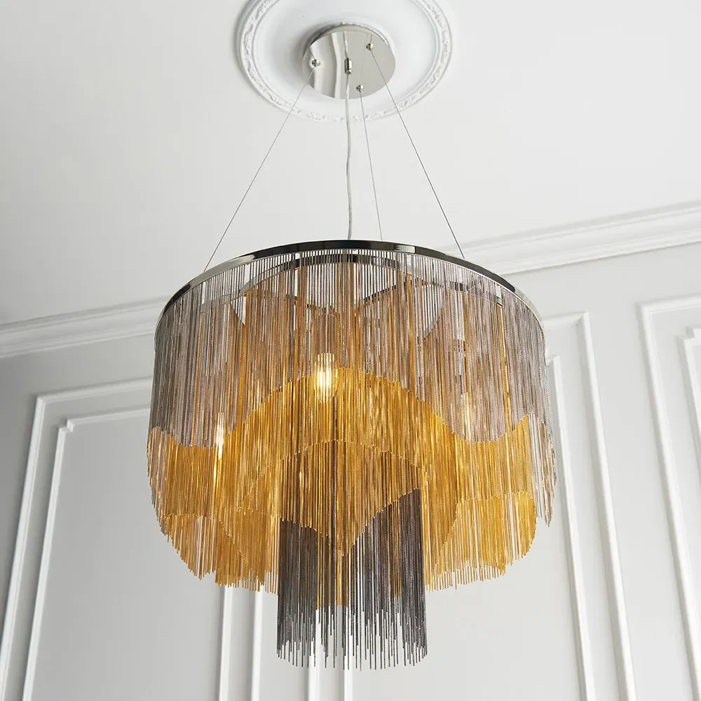 Carbonia Chain 5 Light Ceiling Pendant - Gold