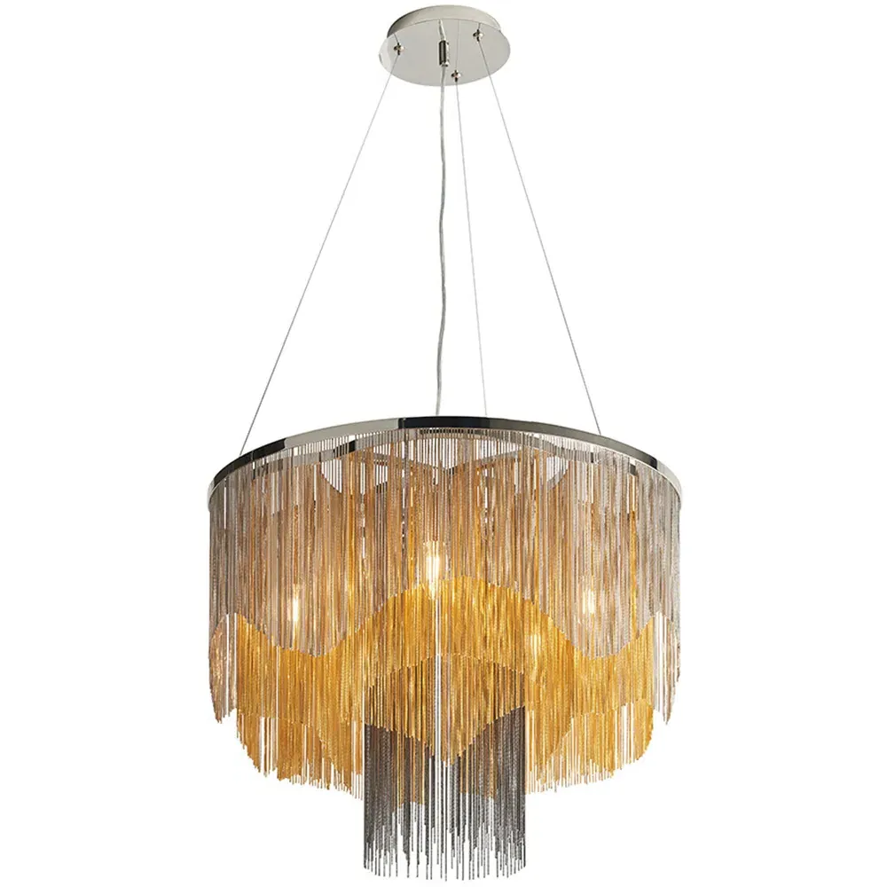 Carbonia Chain 5 Light Ceiling Pendant - Gold
