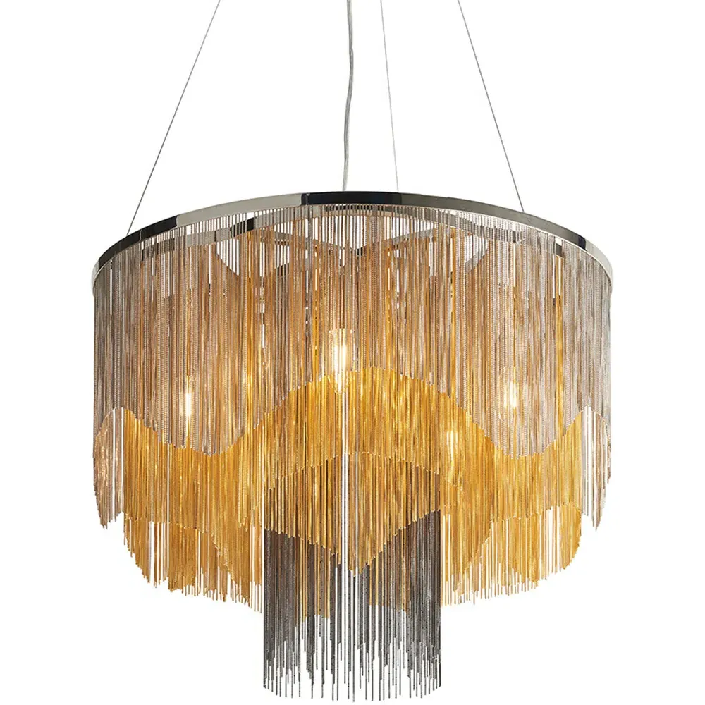 Carbonia Chain 5 Light Ceiling Pendant - Gold