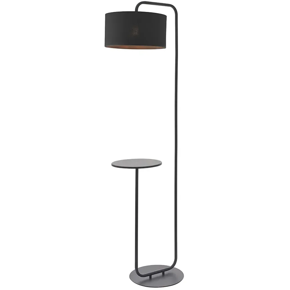 Carrara Floor Lamp with Table - Black, Fabric