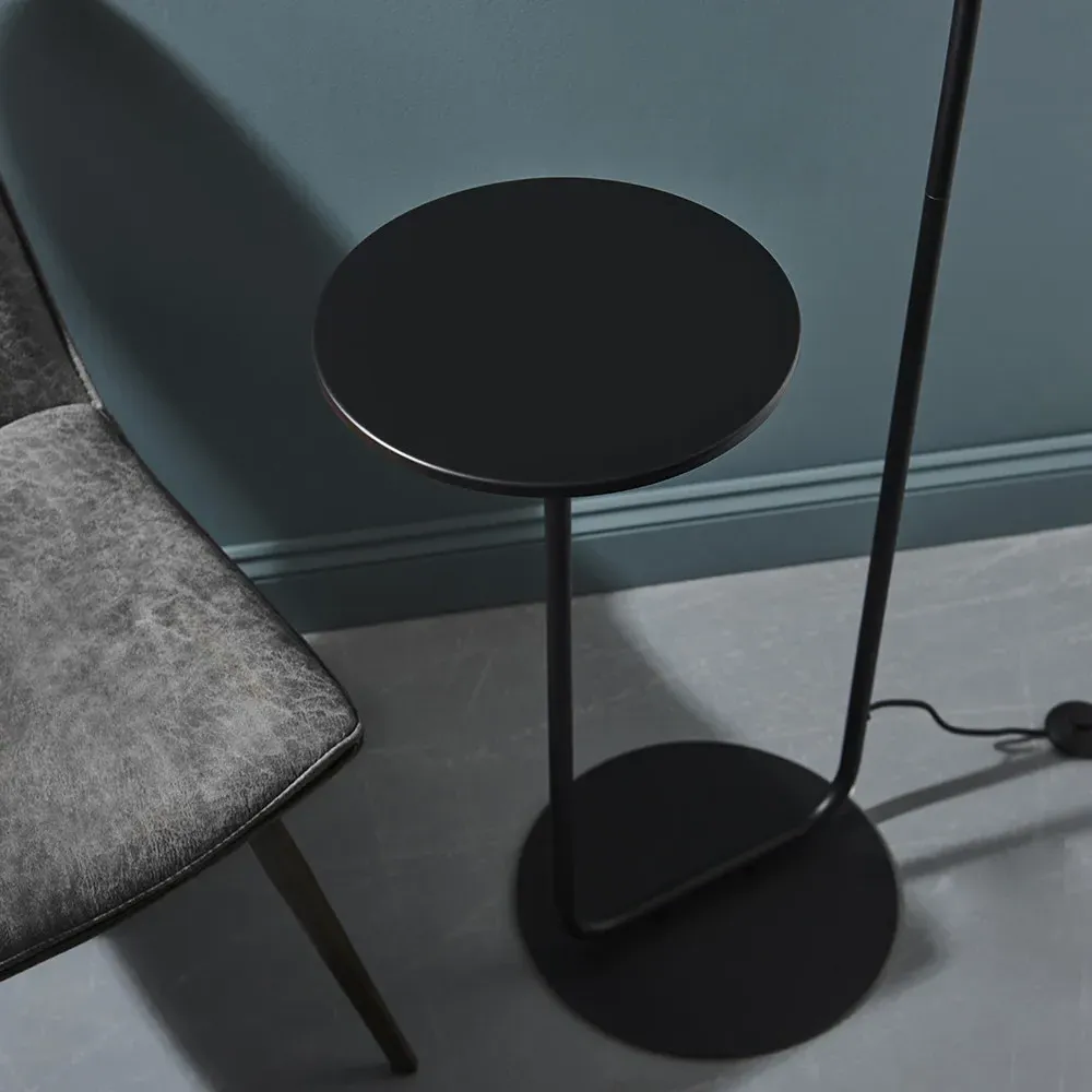 Carrara Floor Lamp with Table - Black, Fabric