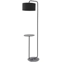 Carrara Floor Lamp with Table - Black, Fabric
