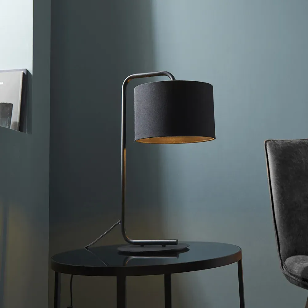 Carrara Table Lamp - Black, Fabric