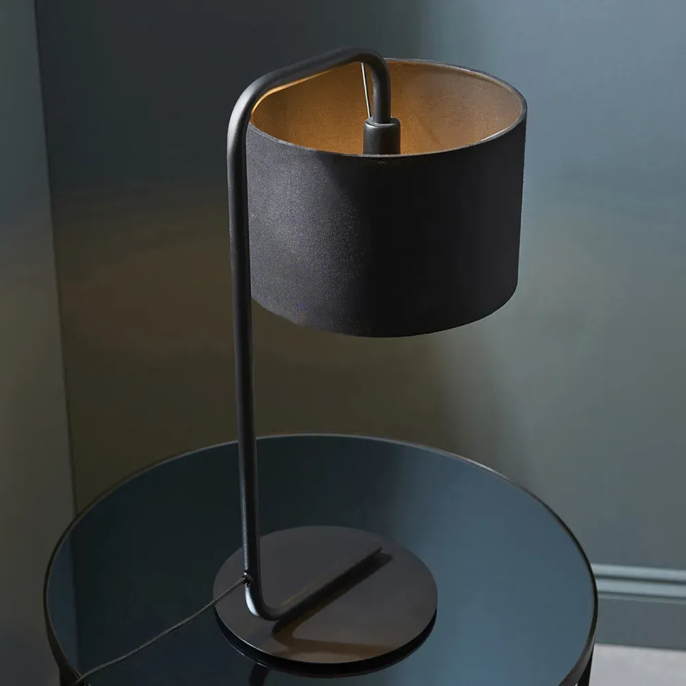 Carrara Table Lamp - Black, Fabric