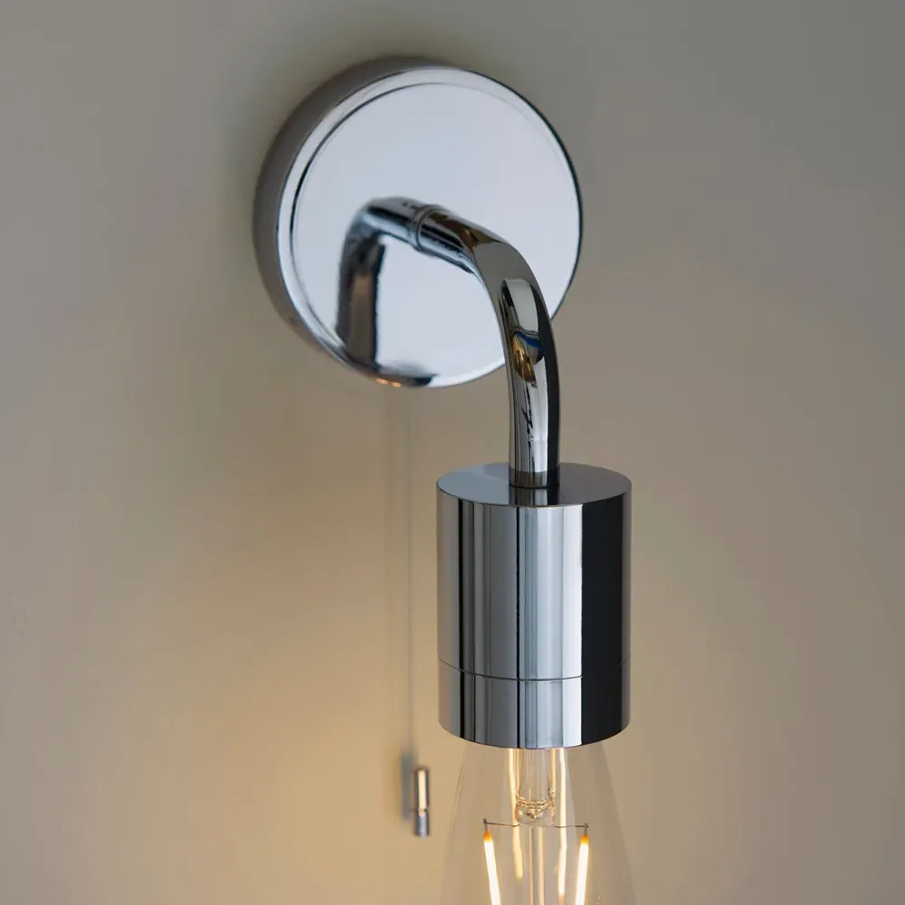 Caserta Bathroom Wall Light with Pull Chain - Silver, Chrome
