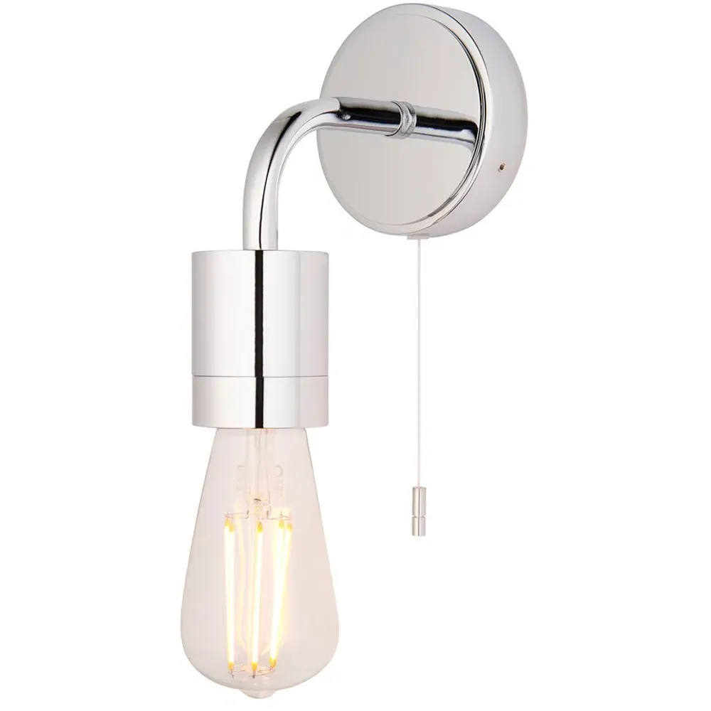Caserta Bathroom Wall Light with Pull Chain - Silver, Chrome