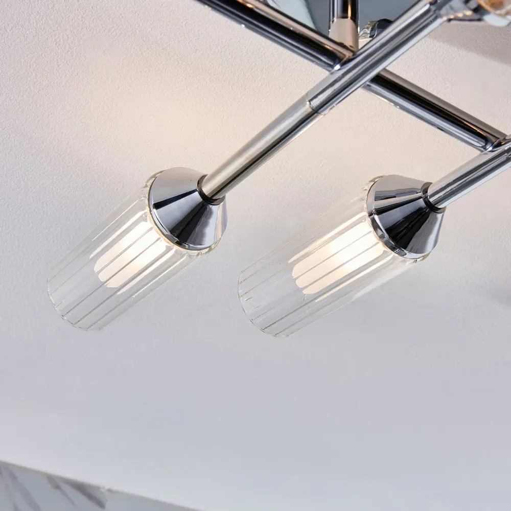 Casoria Multi Arm Semi Flush Bathroom Ceiling Lamp - Silver