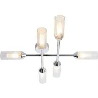 Casoria Multi Arm Semi Flush Bathroom Ceiling Lamp - Silver