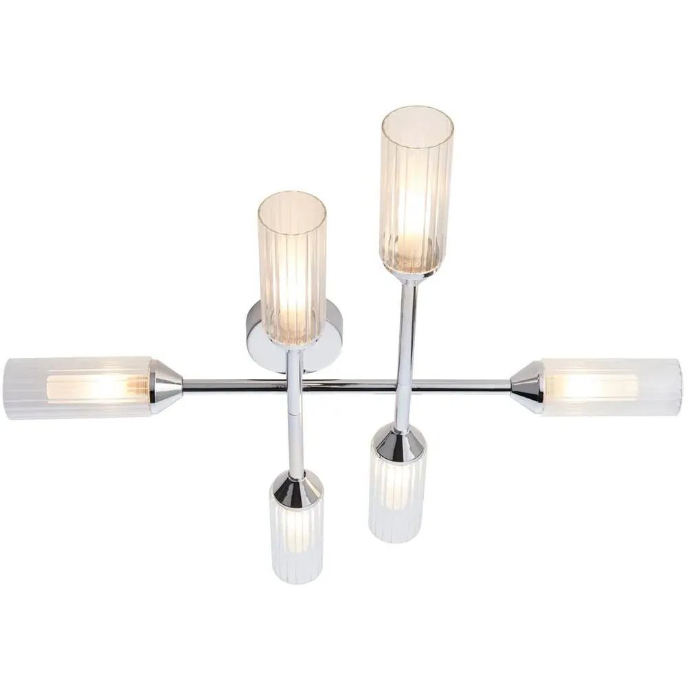 Casoria Multi Arm Semi Flush Bathroom Ceiling Lamp - Silver image