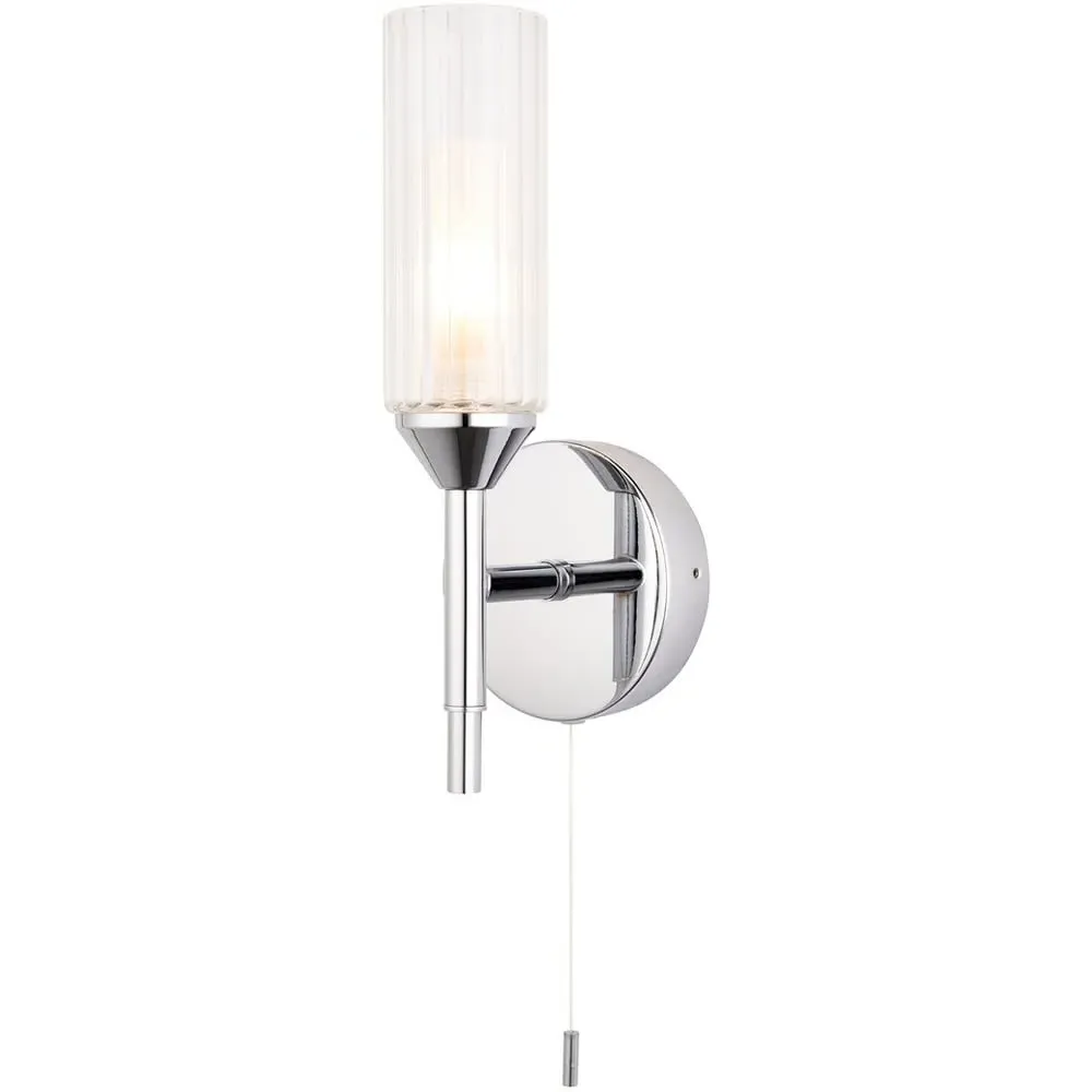 Casoria Ribbed Glass Bathroom Wall Light - Silver, Chrome image