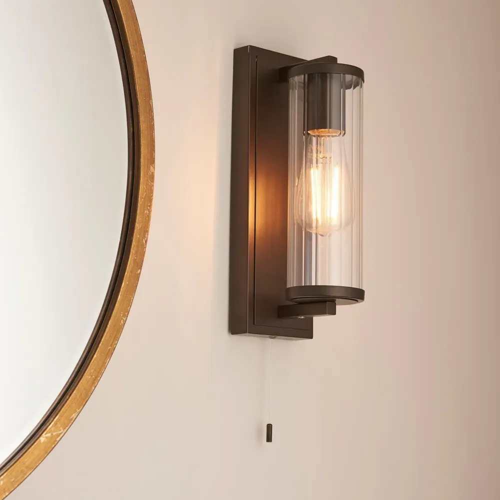 Como Wall Lamp - Dark Bronze, Ribbed Glass