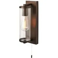 Como Wall Lamp - Dark Bronze, Ribbed Glass