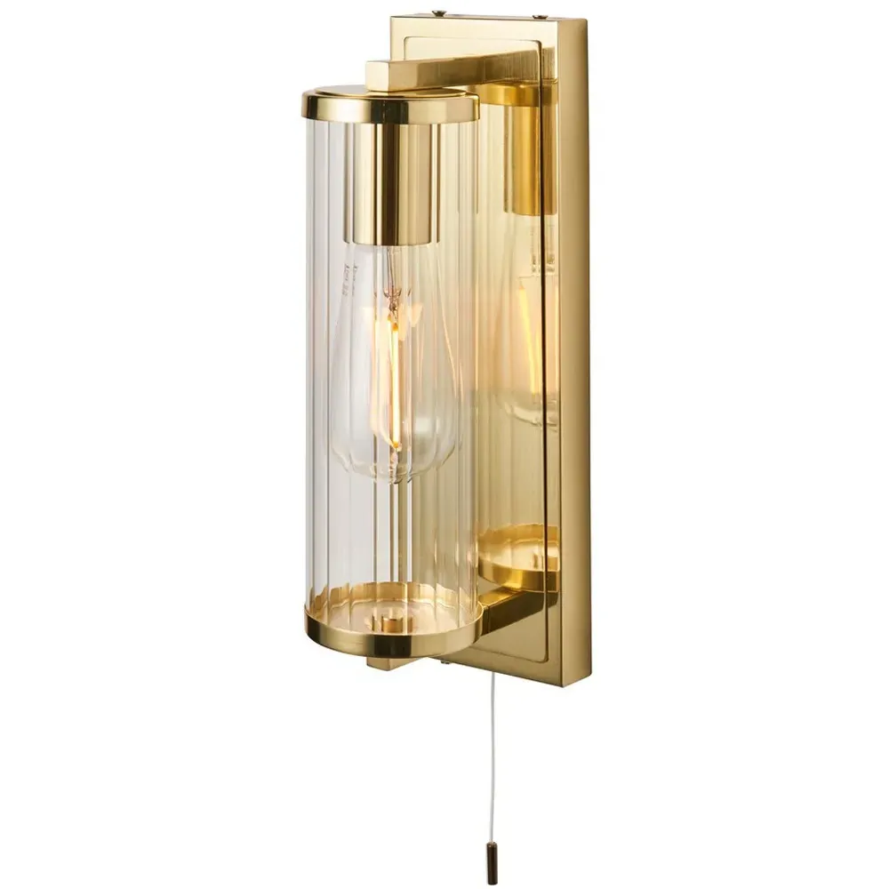 Como Wall Lamp - Satin Brass, Ribbed Glass