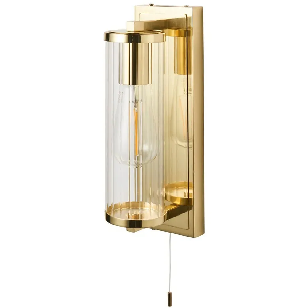 Como Wall Lamp - Satin Brass, Ribbed Glass