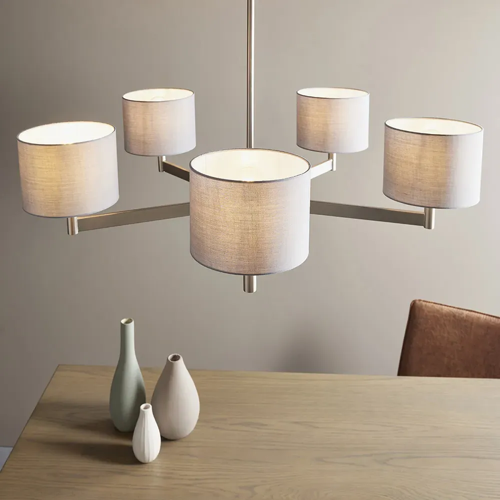 Cortino 5 Light Ceiling Pendant Light - Grey, Matt Nickel