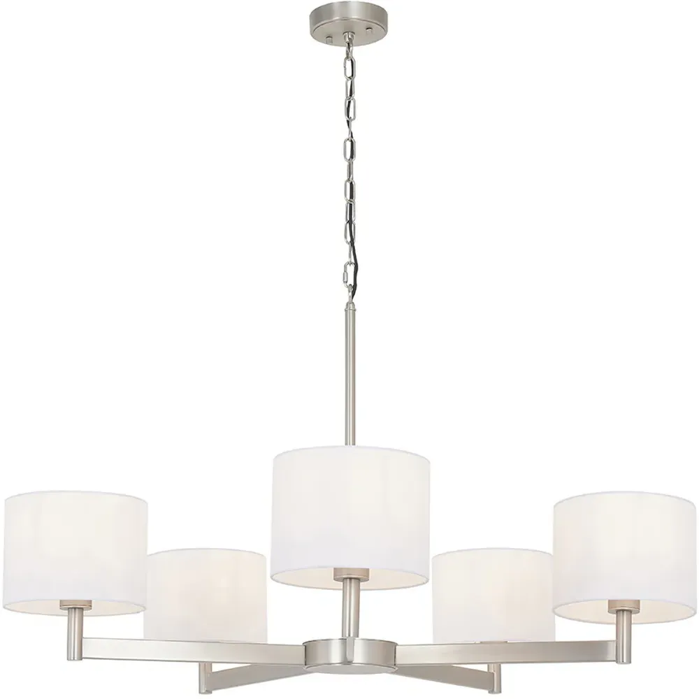 Cortino 5 Light Ceiling Pendant Light - White, Matt Nickel