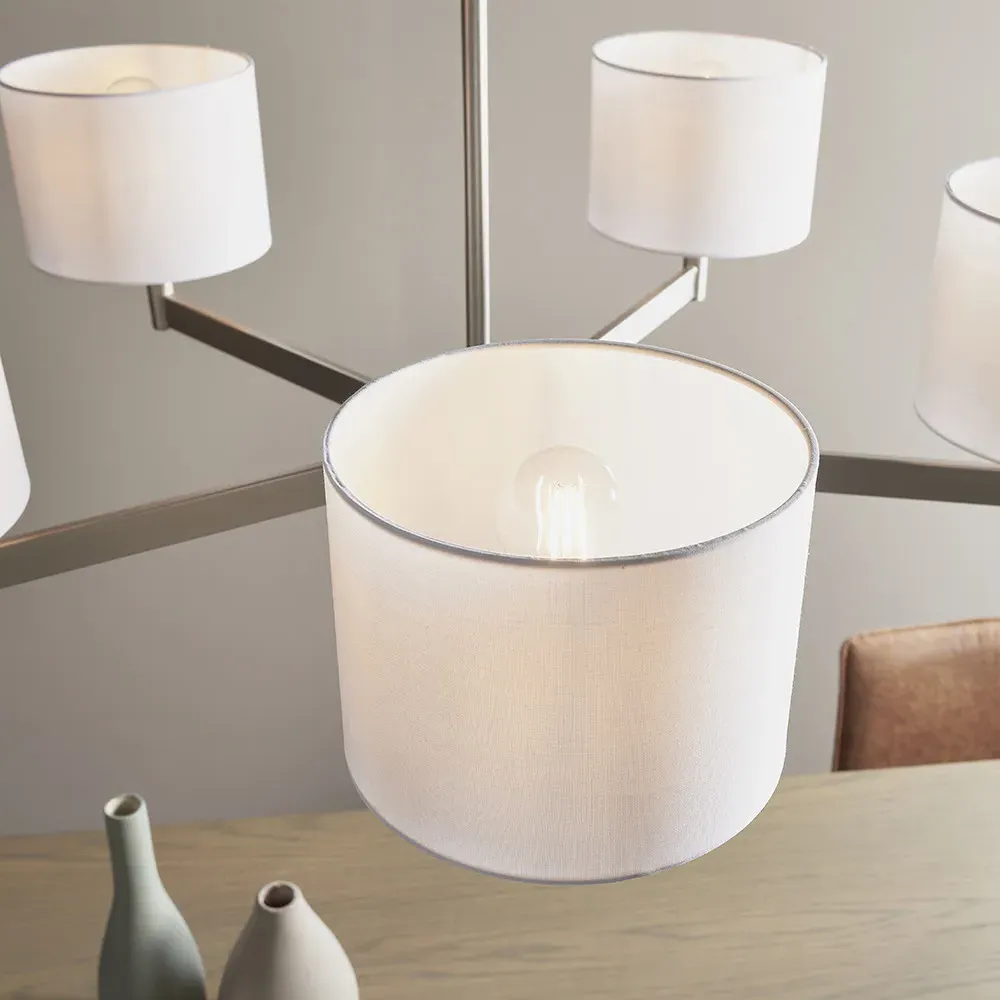 Cortino 5 Light Ceiling Pendant Light - White, Matt Nickel