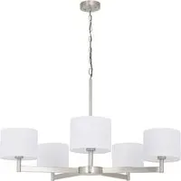 Cortino 5 Light Ceiling Pendant Light - White, Matt Nickel