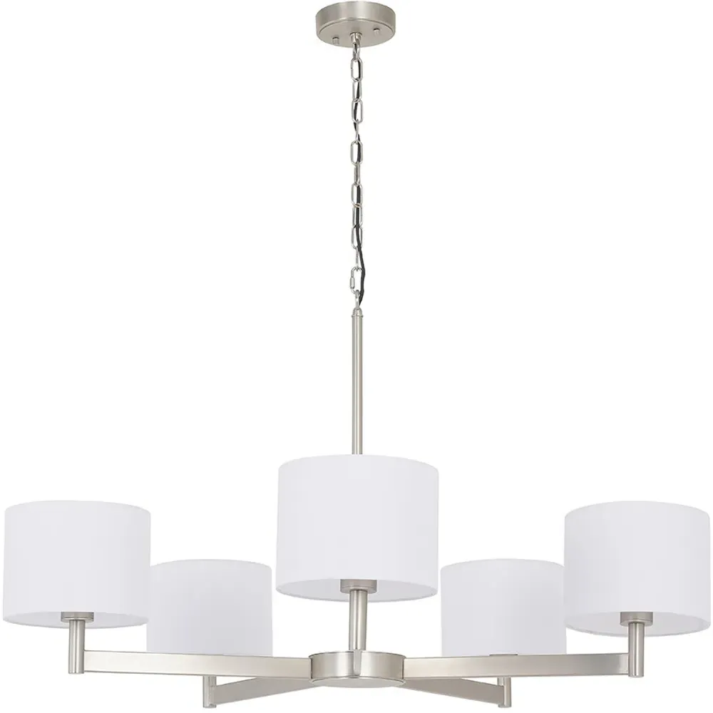 Cortino 5 Light Ceiling Pendant Light - White, Matt Nickel