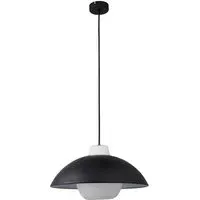 Curved Pendant Ceiling Light - Black, White Glass