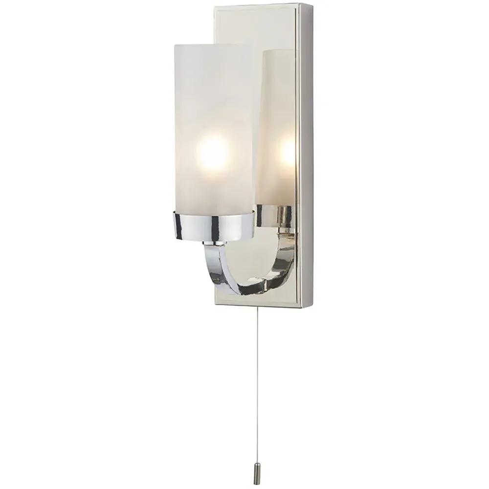 Fano Wall Lamp with Pull Cord - Chrome, Frosted Glass