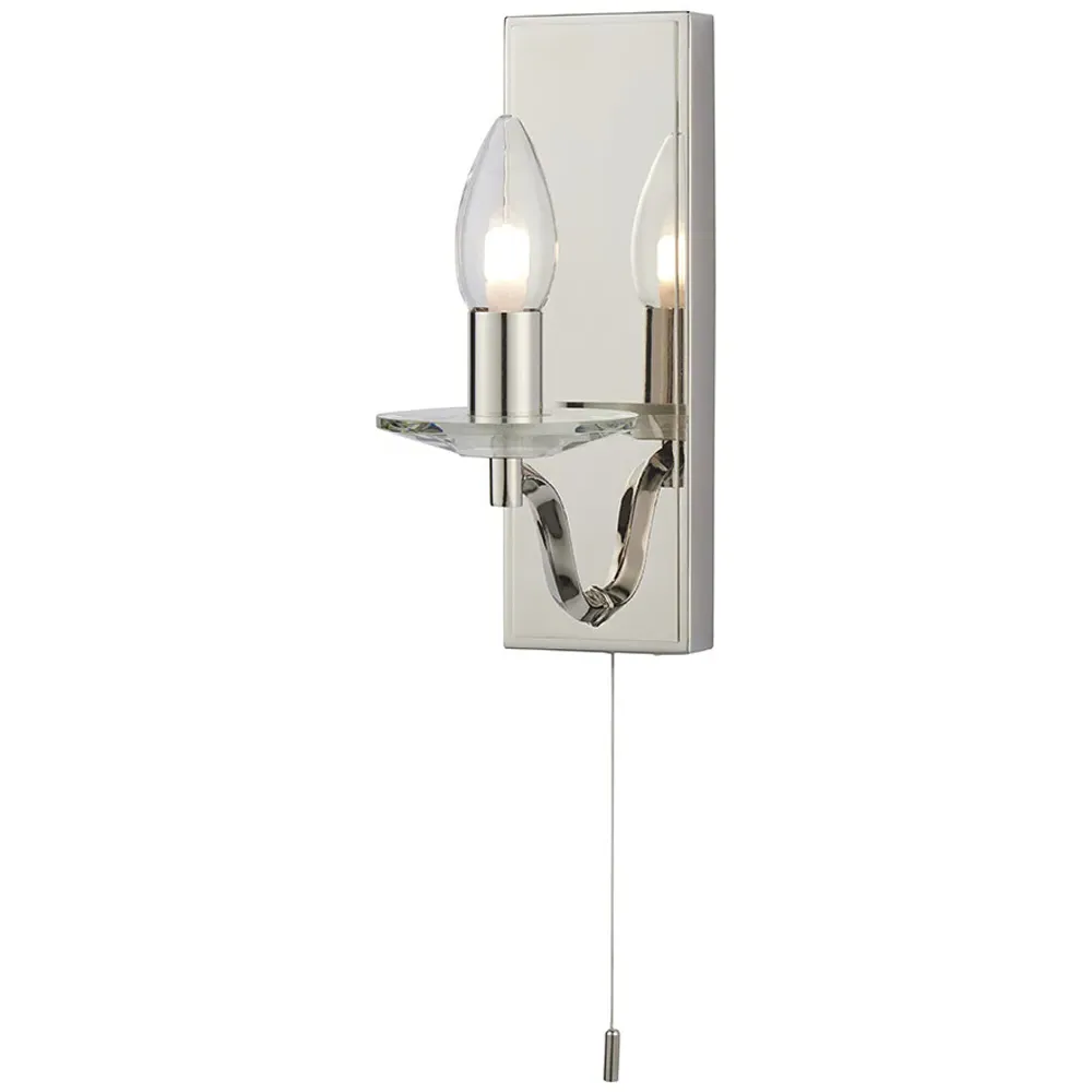 Fano Wall Lamp with Pull Cord - Polished Nickel, Crystal