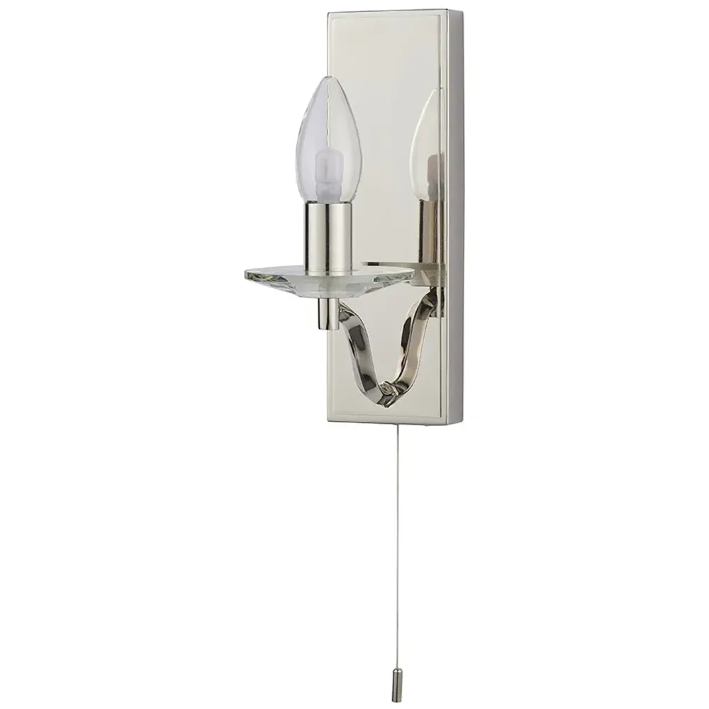 Fano Wall Lamp with Pull Cord - Polished Nickel, Crystal image