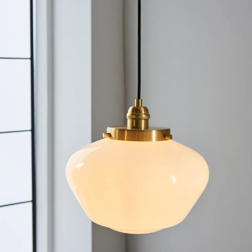 Finale Pendant Ceiling Light - Brass, Opal Glass