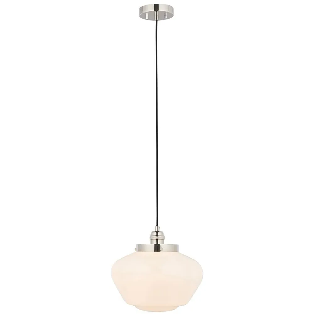 Finale Pendant Ceiling Light - Bright Nickel, Opal Glass