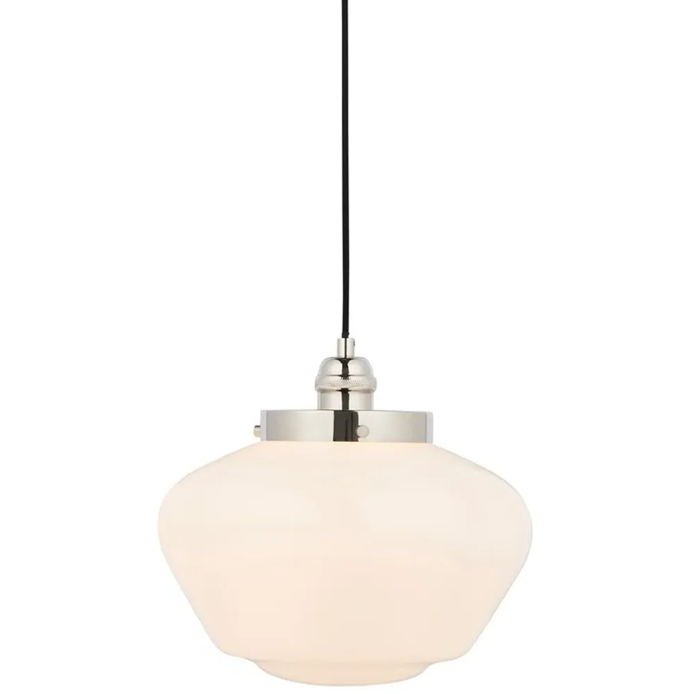 Finale Pendant Ceiling Light - Bright Nickel, Opal Glass