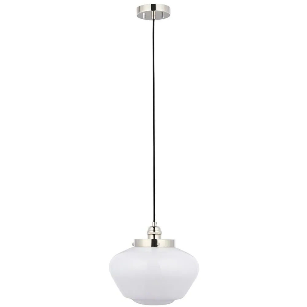 Finale Pendant Ceiling Light - Bright Nickel, Opal Glass image