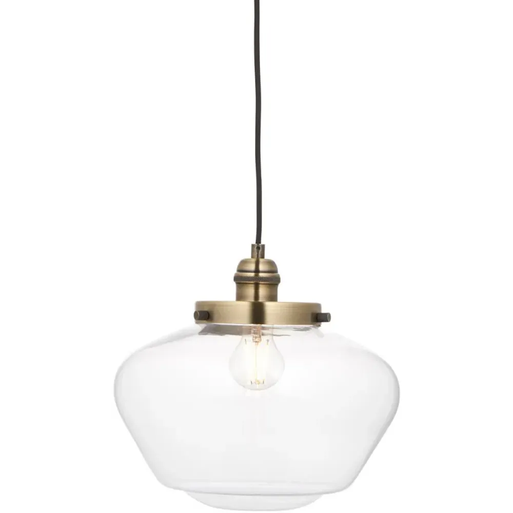 Finale Pendant Ceiling Light - Clear Glass, Antique Brass