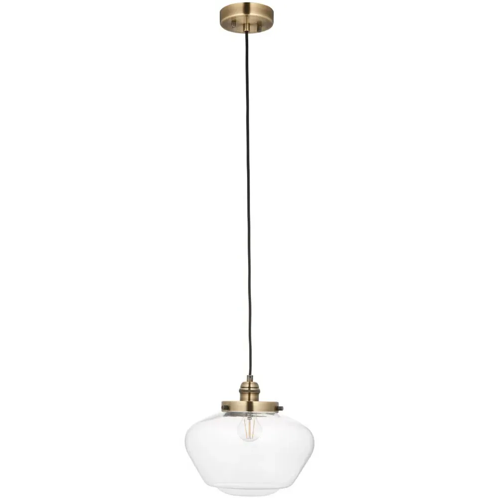 Finale Pendant Ceiling Light - Clear Glass, Antique Brass