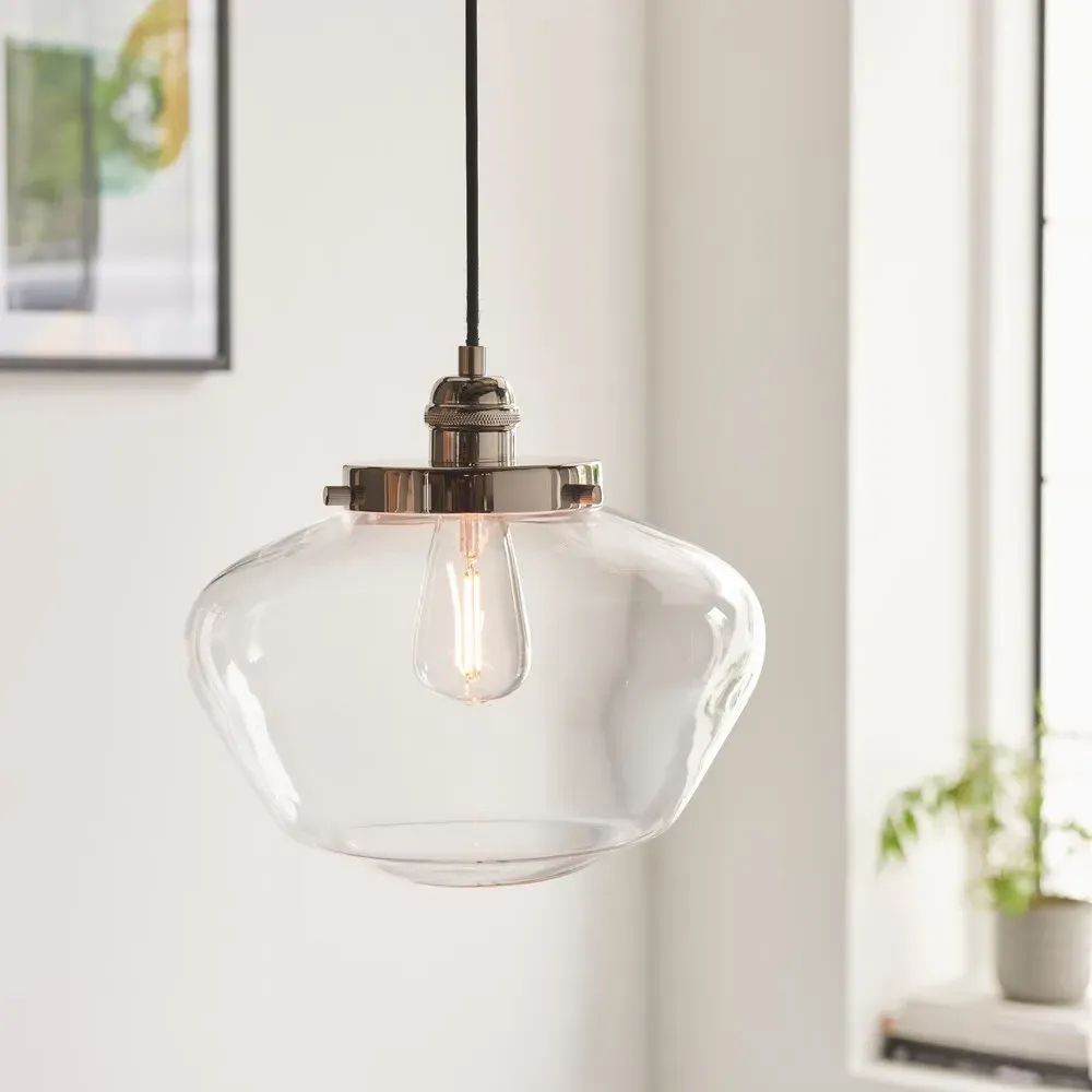 Finale Pendant Ceiling Light - Clear Glass, Bright Nickel