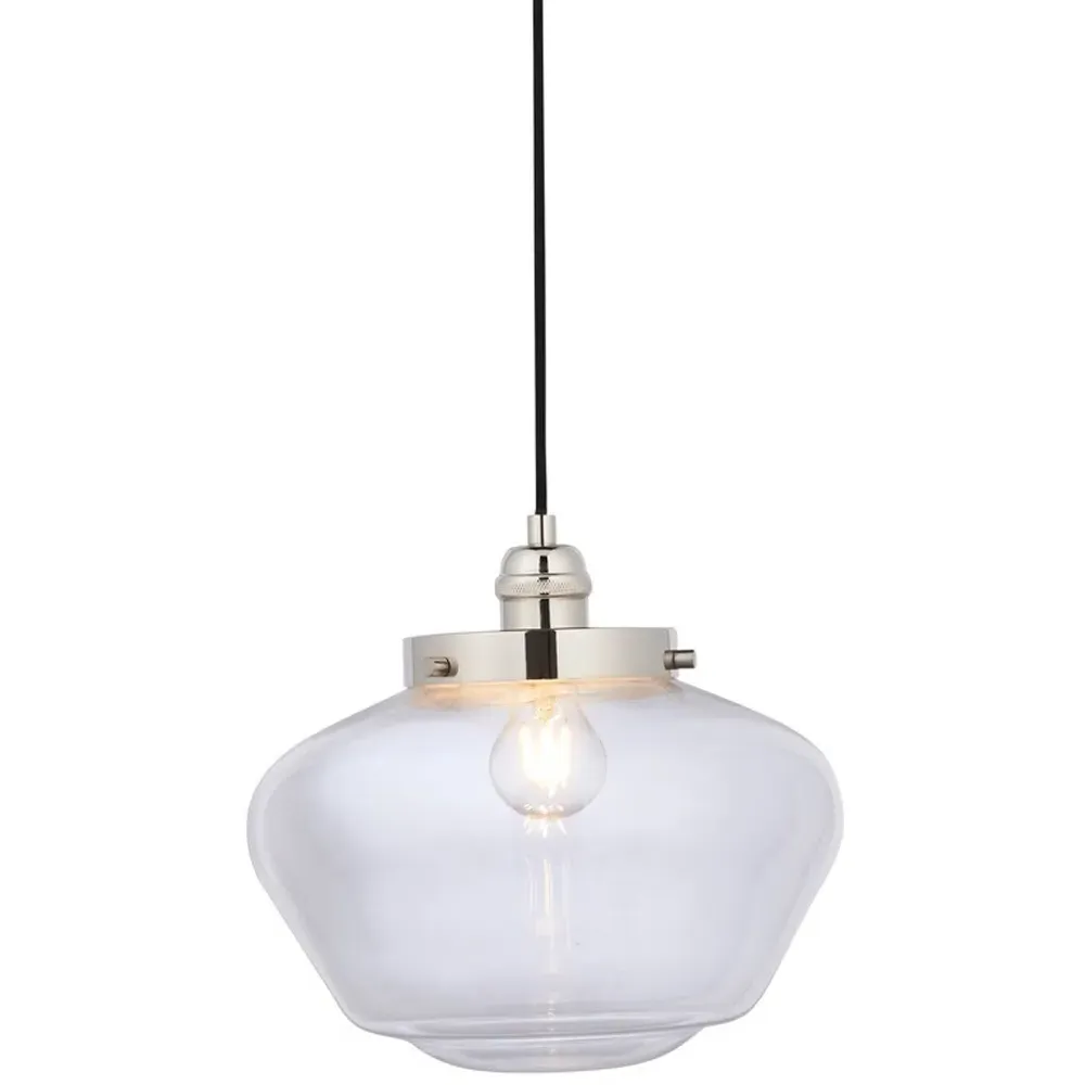 Finale Pendant Ceiling Light - Clear Glass, Bright Nickel