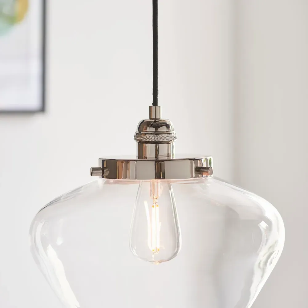 Finale Pendant Ceiling Light - Clear Glass, Bright Nickel