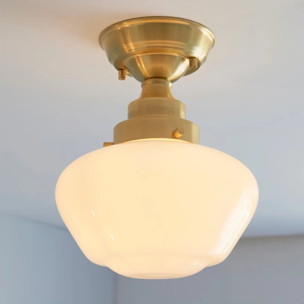 Finale Semi Flush Ceiling Light - Antique Brass, Opal Glass