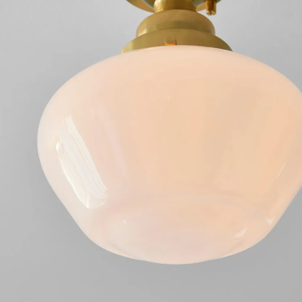 Finale Semi Flush Ceiling Light - Antique Brass, Opal Glass
