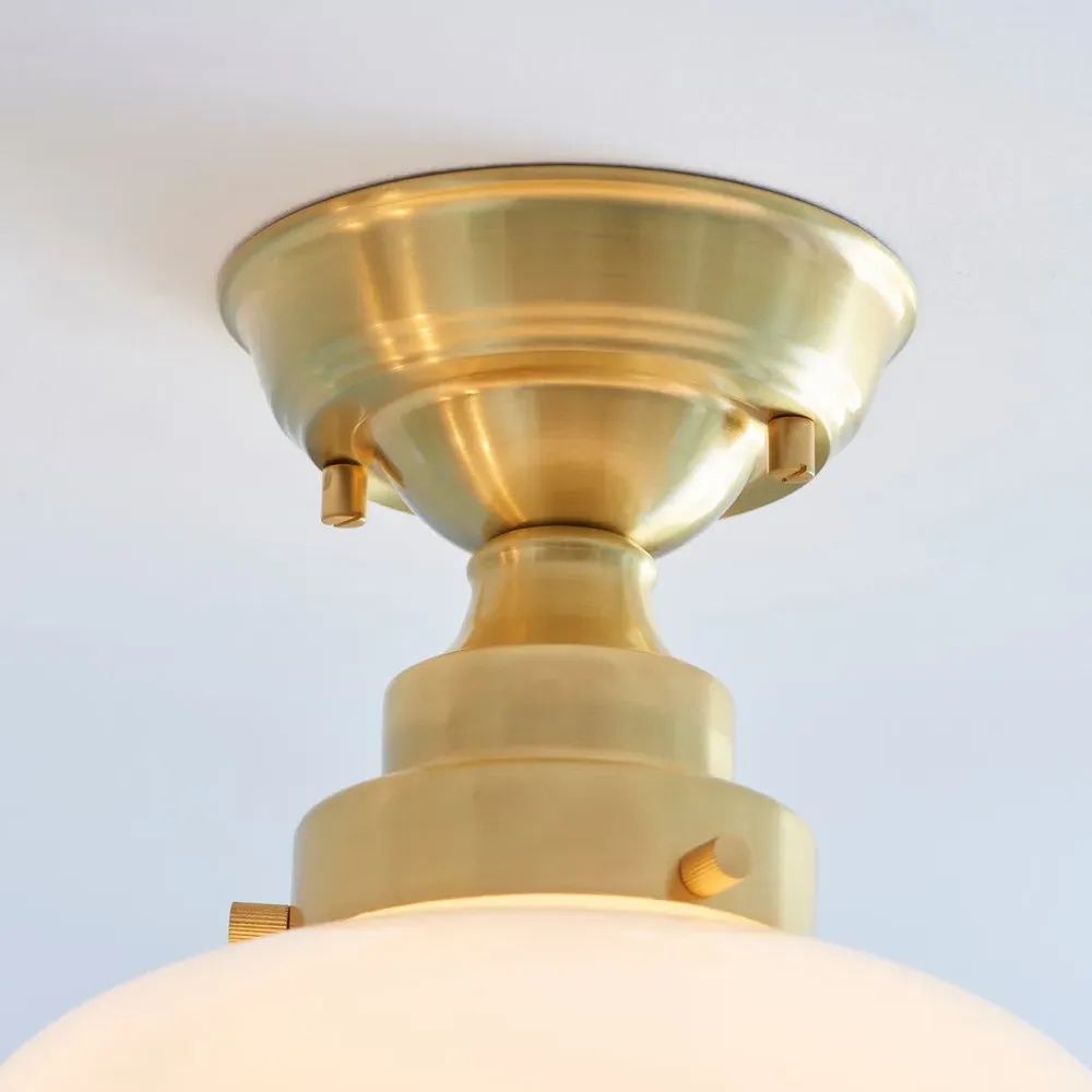 Finale Semi Flush Ceiling Light - Antique Brass, Opal Glass